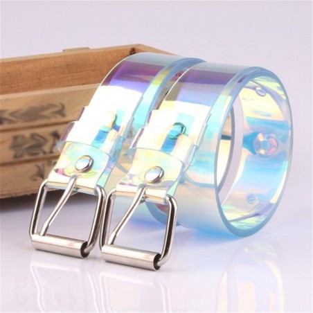 Transparent - laser regnbåge - fashionabelt bälte - 90cm - 100cm - 110cm - 120cm