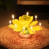 Lotus formade roterande födelsedagsljus med 8 små ljus & Happy Birthday sång