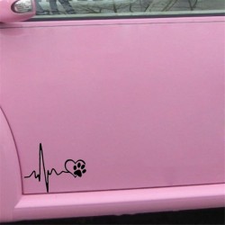 Heartbeat & pet fotavtryck - vinyl bil klistermärke