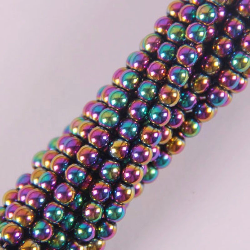 4mm motley magnetisk hematit - runda lös pärlor - 16 tums sträng för smycken gör