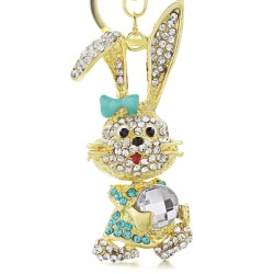 Gold & crystal bunny rabbit keychain