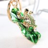 Frog & green lotus leaf - crystal keychainKeyrings