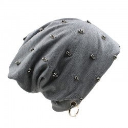 Casual bomull hatt med skalle och silverring