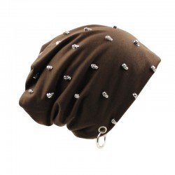 Casual bomull hatt med skalle och silverring