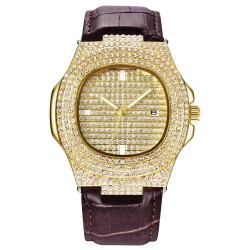 iced out diamond watch - quartz gold hip hop watches with micropave cz stainless steel watch clock relogioWatches