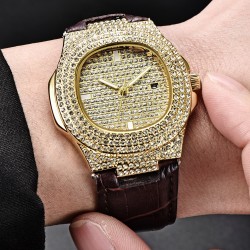 iced out diamond watch - quartz gold hip hop watches with micropave cz stainless steel watch clock relogioWatches