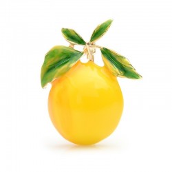 Gul citron - emalj guld brosch