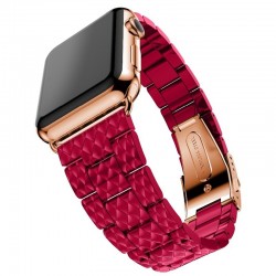 harts rem för äpple watch band länk armband klocka för iwatch - 4/3/2 iwatch band rosa röd stål hink