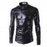 lila belagd metallisk nattklubb bär skjorta - män lång ärmknapp ner män klänning skjorta glänsande elastisk chemise homme