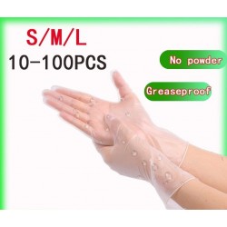 Disponibel - anti statisk - pulverfri - oljetät - transparent PVC skyddshandskar
