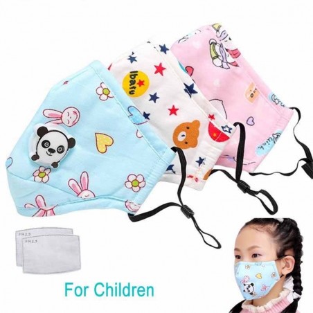 PM25 activated carbon face/mouth mask with valve - for kids children - incl. extra filtersMouth masks