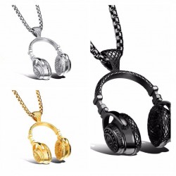 Necklace with headphones - black - gold - silverNecklaces