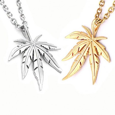 Necklace med hampa blad hängande