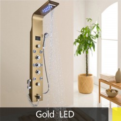 Rostfritt stål - 6-funktions vattenfall - LED duschpanel med massagesystem