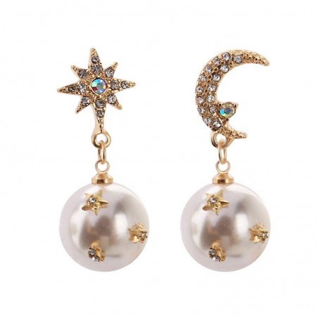 Star Moon Design Earrings - Drop StyleEarrings