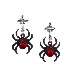 Matte Black Spider Stud Earrings