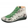 Lace-up retro ankel stövlar - platt - sida zipper - läder