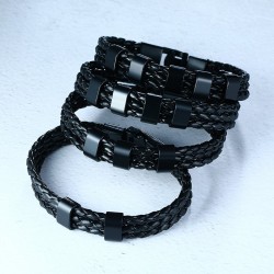 Braided leather bracelet - stainless steel charms - custom made namesBracelets