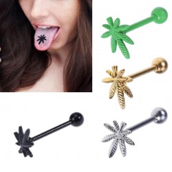 Tongue Piercing - Weed Design