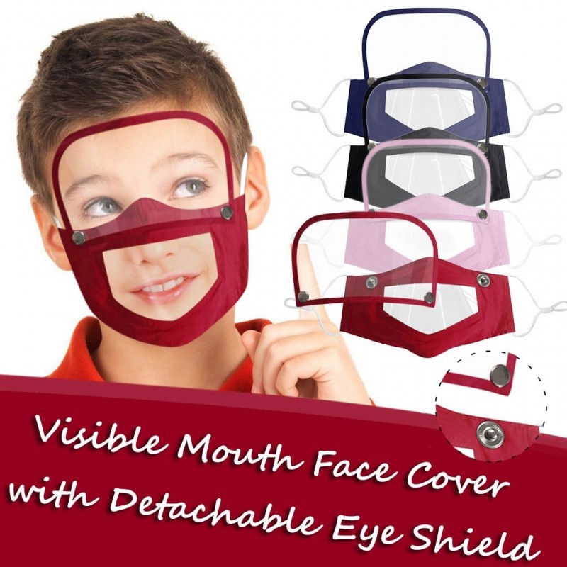 Barn ansikte-munmask med avtagbar ögonsköld - synlig mun - återanvändbar - tvättbar