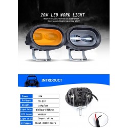 20W 6D 12V 6000K - arbetsljus för motorcykel - off-road lastbilar - ATV - SUV - retro LED bar - lampa
