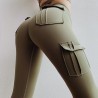 Hög midjade leggings - smala byxor med fickor