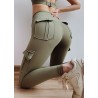 Hög midjade leggings - smala byxor med fickor