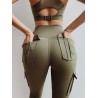 Hög midjade leggings - smala byxor med fickor
