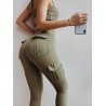 Hög midjade leggings - smala byxor med fickor