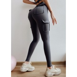 Hög midjade leggings - smala byxor med fickor