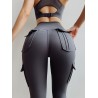 Hög midjade leggings - smala byxor med fickor