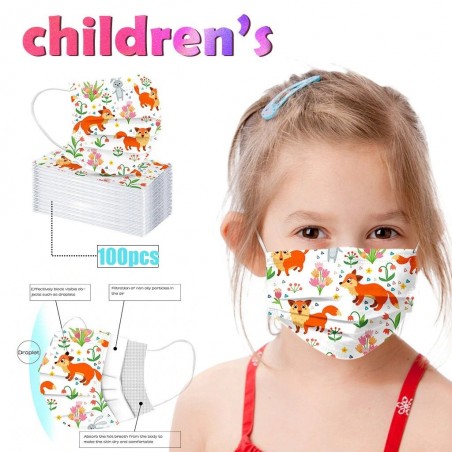 Face / mun ansikte masker - för barn - 3-ply - djurtryck