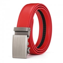 Genuine leather belt with automatic buckle - redBelts