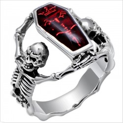 Vampire kista - skelett - vintage silver ring