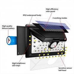 LED solljus - utomhus - rörelsesensor - vägg - vattentät - 34 LEDS