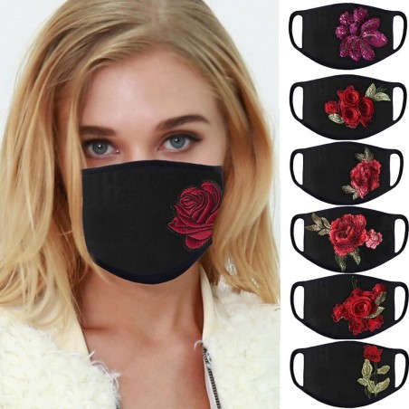 PM2.5 - anti-damm & förorening - ansikte / munskyddsmask - tvättbart - rosor tryck