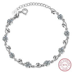 Armband med hjärtan & zirconia - 925 sterling silver