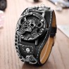 Skull design - kvarts klocka - läderrem - unisex
