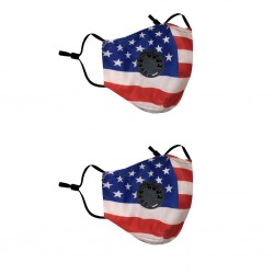 2 - 4 bitar - PM2.5 - skyddande ansikte / munmask med luftventil och filter - återanvändbar - amerikansk flagga