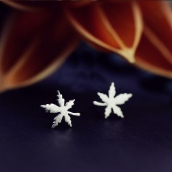 Silverpläterad - lönnlöv - Stud Earring