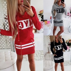 Printed NYC letters - long sleeve mini dress - hoodieHoodies & Jumpers