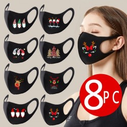 8 bitar - skyddande ansikte / munmasker - tvättbart - jultryck