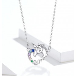 925 Sterling Silver - Unicorn of Love - Halsband - Zircon - Pendant
