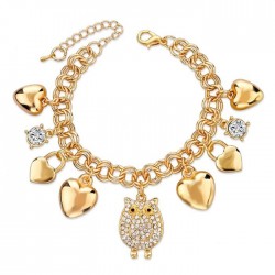 Lyx armband med charm & kristaller - guld - silver