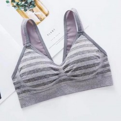 Striped bomull fitness bra med push up