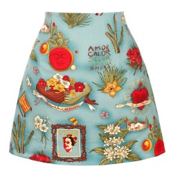 Retro - vintage - bomull kjol - blommigt tryck