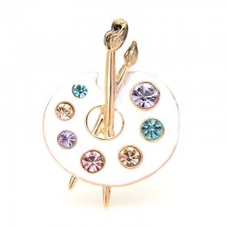 Målning Palette Brooches - Crystal - Enamel - Svart - Vit