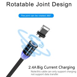 LED Magnetisk USB-kabel - Snabbladdning Typ C - Micro USB - iOS