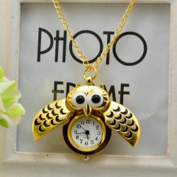 Vintage - Watch Owl - Pendant Necklace