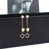 Kristall & hjärtan - dubbla tassel - rosa rosa guld långa örhängen